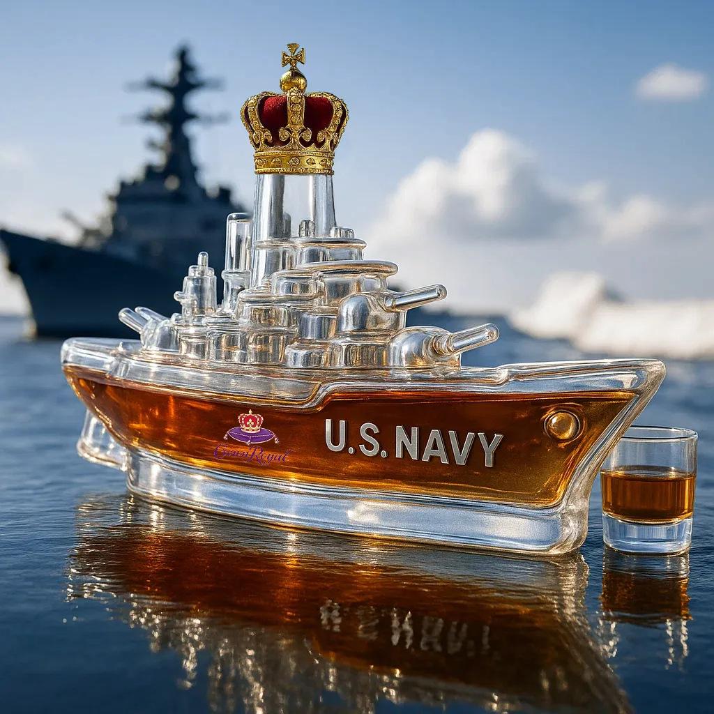

350ml Warship Shape Glass Liquor Bottle Empty Whisky Vodka Jar for Home Bar Collection Gift Decoration Accessories