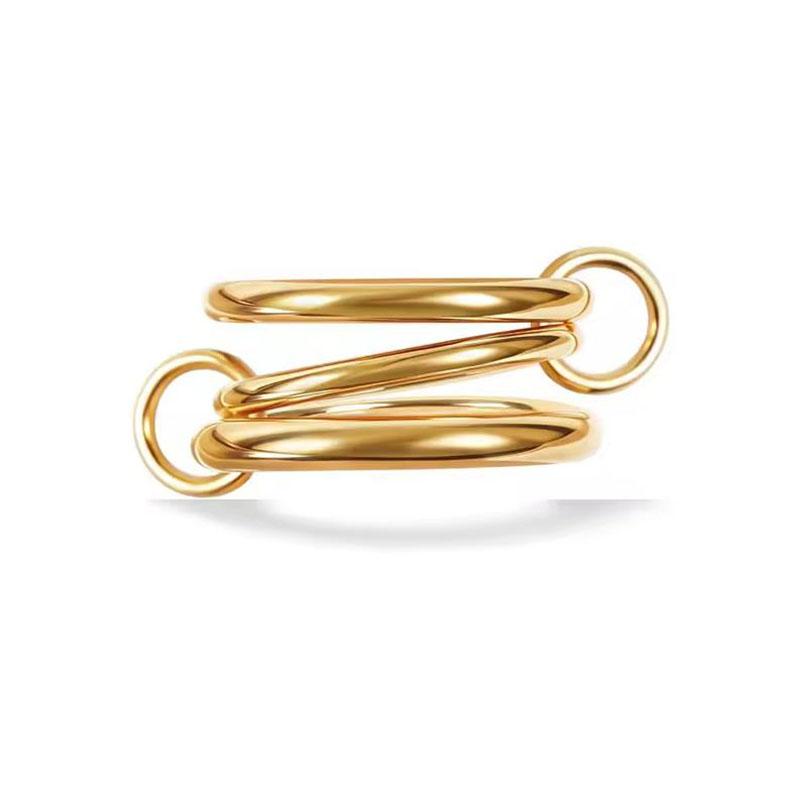 New Two-Color Three-Ring 14K Gold Color Stainless Steel Ring for Women Ins Style Stacking Jewelry Fashion Accessories Gifts