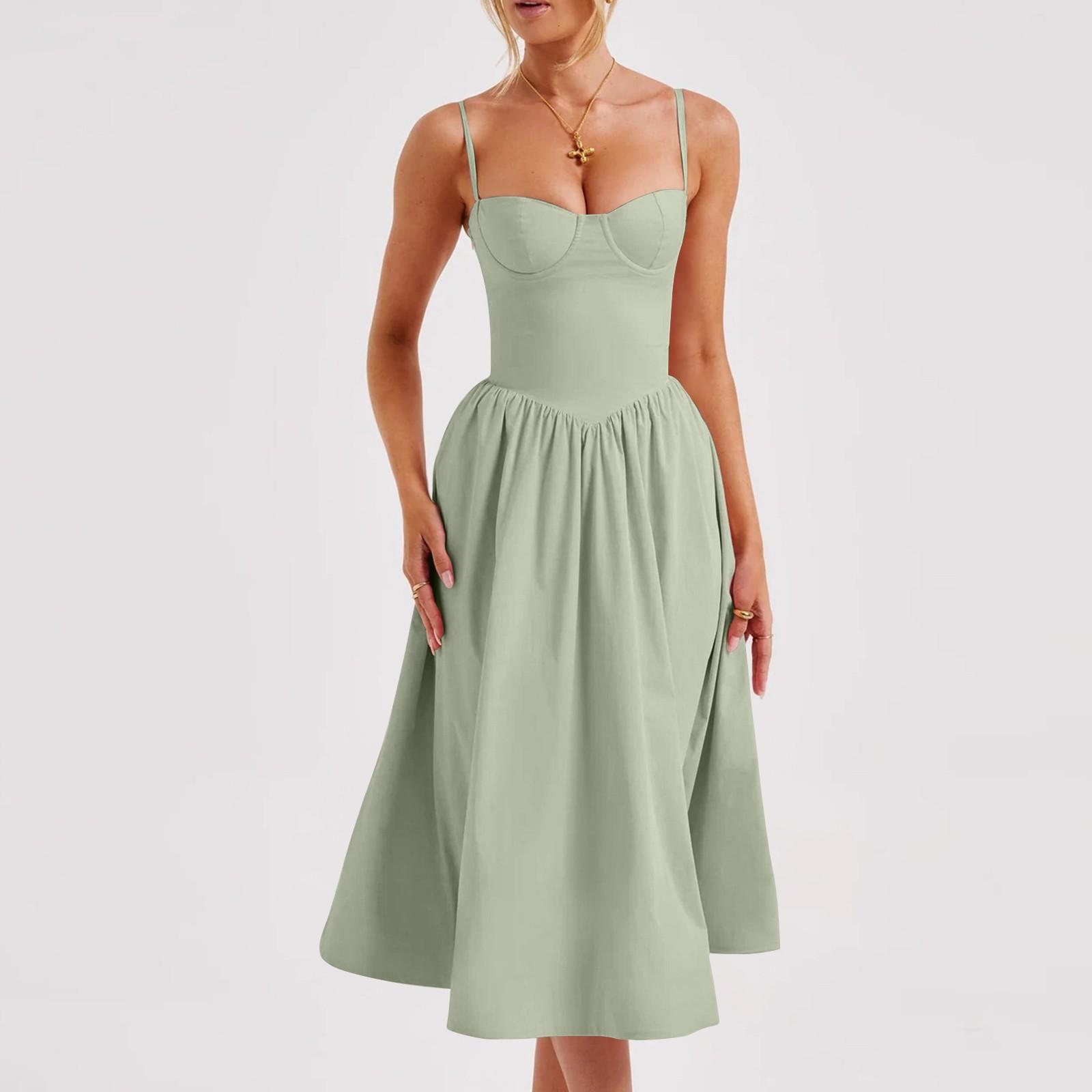 

Женское летнее сексуальное платье средней длины с тонкой талией, юбка на подтяжках для женщин L