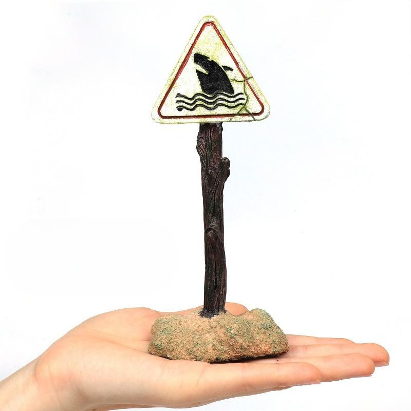 1Pc Resin Aquarium Decoration Ornaments Artificial Shark Warning Sign Landscaping Accessories for Fish