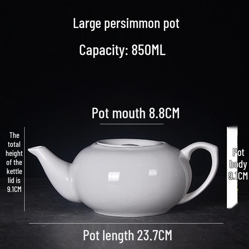 Large Ceramic White Teapot - Creative Persimmon Design for Home & Restaurant