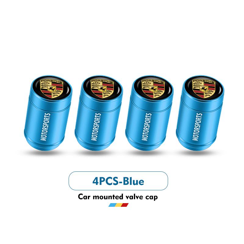 

For Porsche 4Pcs Tire Stem Air Valve Caps Aluminum Car Dustproof Wheel Stem Boxster Cayenne Panamera Macan Cayman 911 918 996