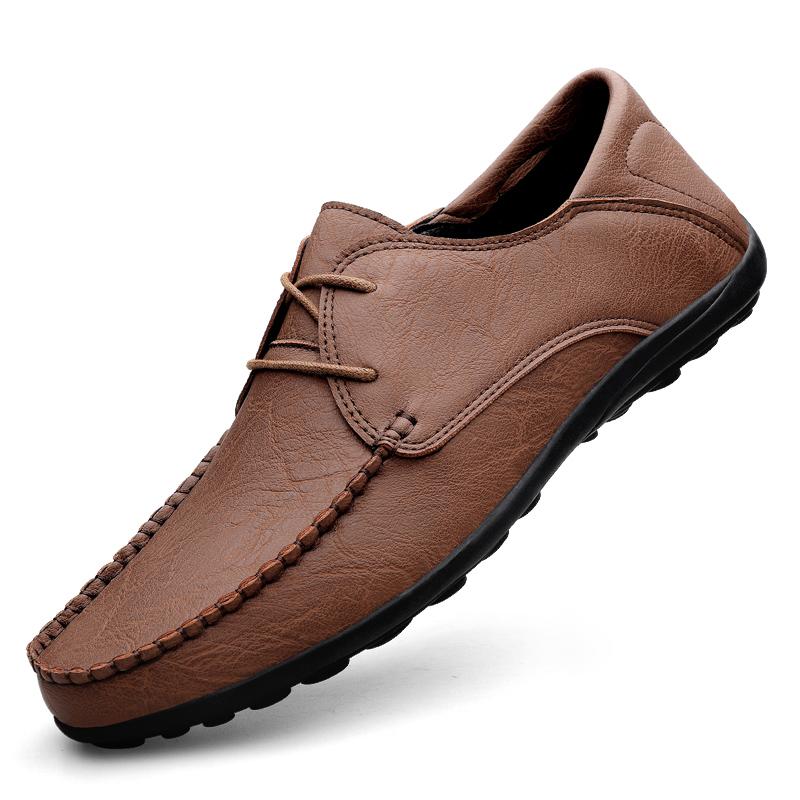 Fashion Brown Leather Men Shoes Fashion Formal Men Shoes Moccasins Italian Breathable Male Driving Shoes Black Plus Size 38-47
