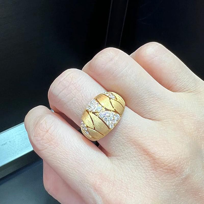 Anello vintage antico oro artigianato intarsio diamante spazzolato nuovo in anelli moda classici per donne banchetto fine regali