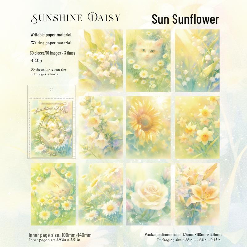 Mò Mò Bái Крафт-бумага Цветочная серия для сна: Бумага для коллажей «Лунное падение и цветок», 30 листов