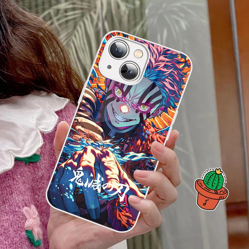 Demon Slayer Phone Case Tempered Glass For Iphone 14 13 12 11 Pro Mini XS MAX 14Plus X XS XR Fundas
