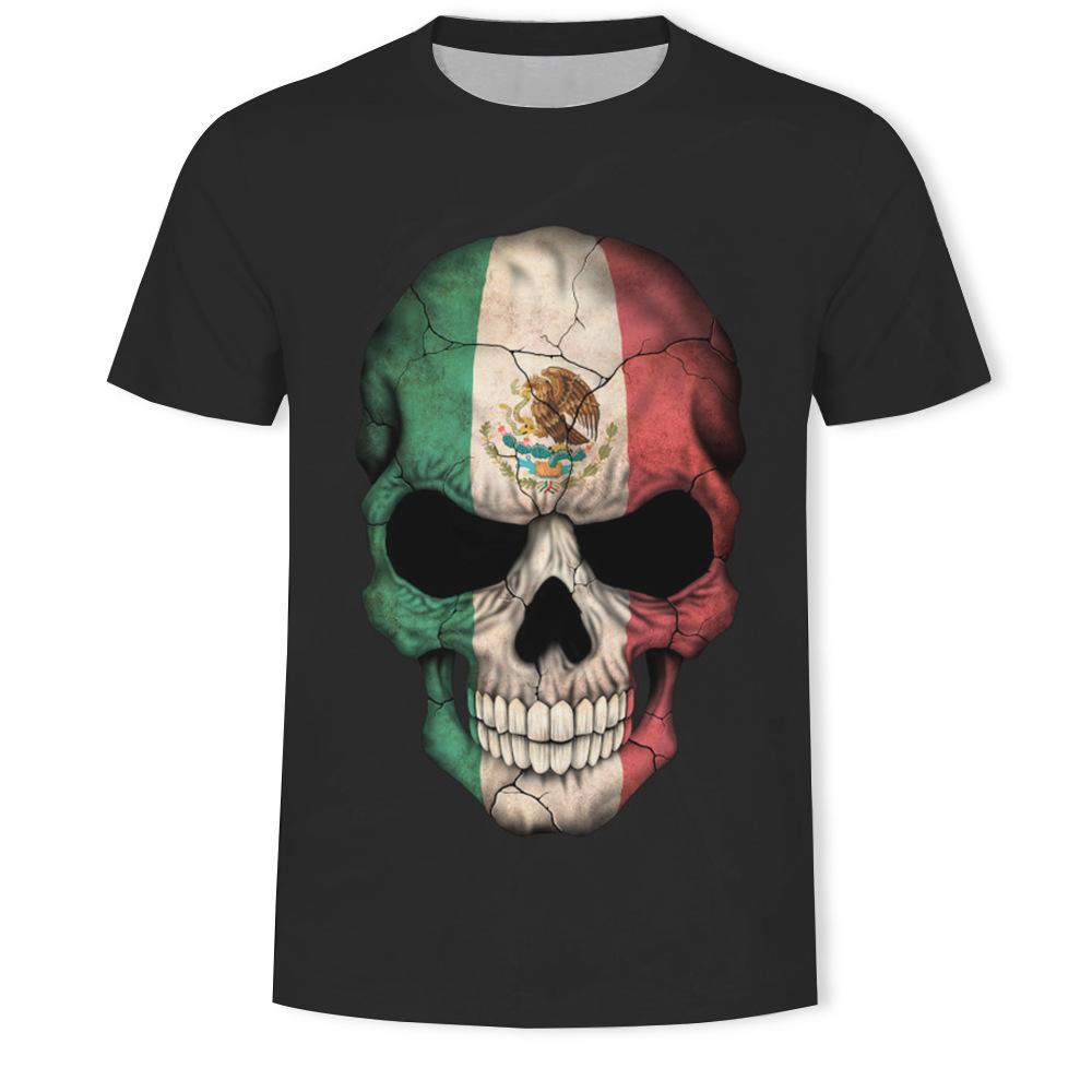Sommer Rundhals 3D Schädel Print Top Modische Lässige Kurzarm Herren T-Shirts