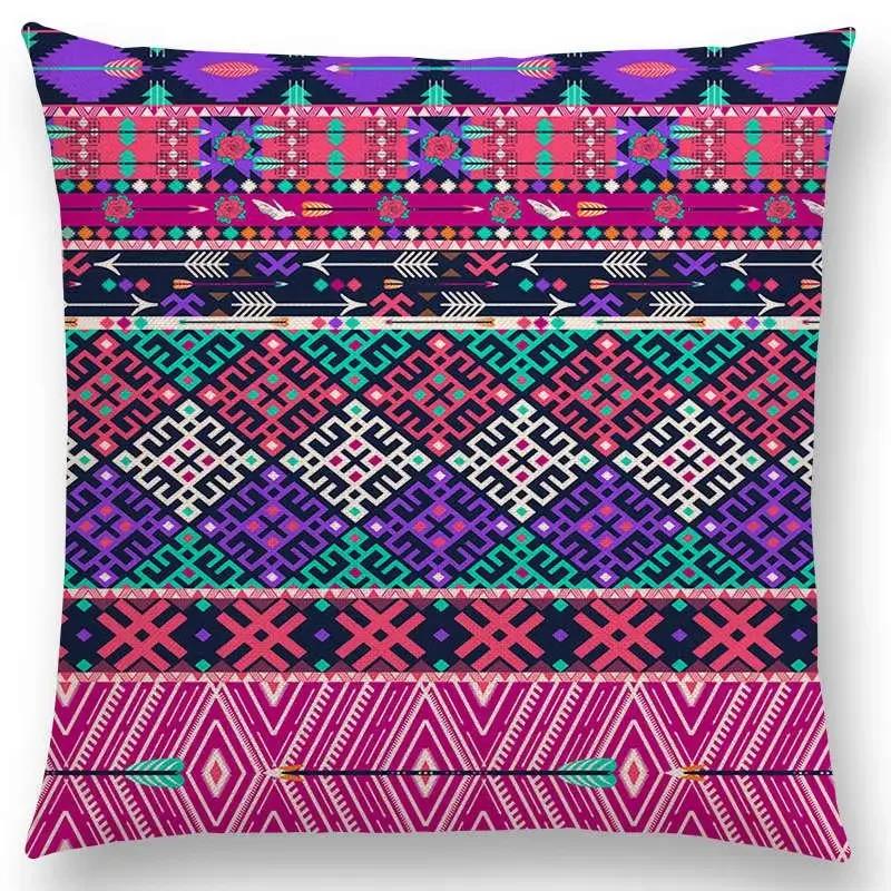 Colorful Seamless Aztec Decorative Prints Sofa Throw Pillow Case Fancy Abstract Geometric Vector Pattern Tribal Cushion Cover