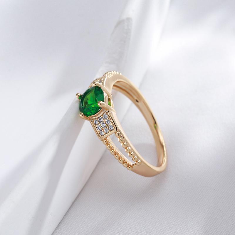 Fashion  Rose Gold Color Wedding Bride Ring Square Green Natural Zircon Accessories Vintage Women Daily Fine Jewelry