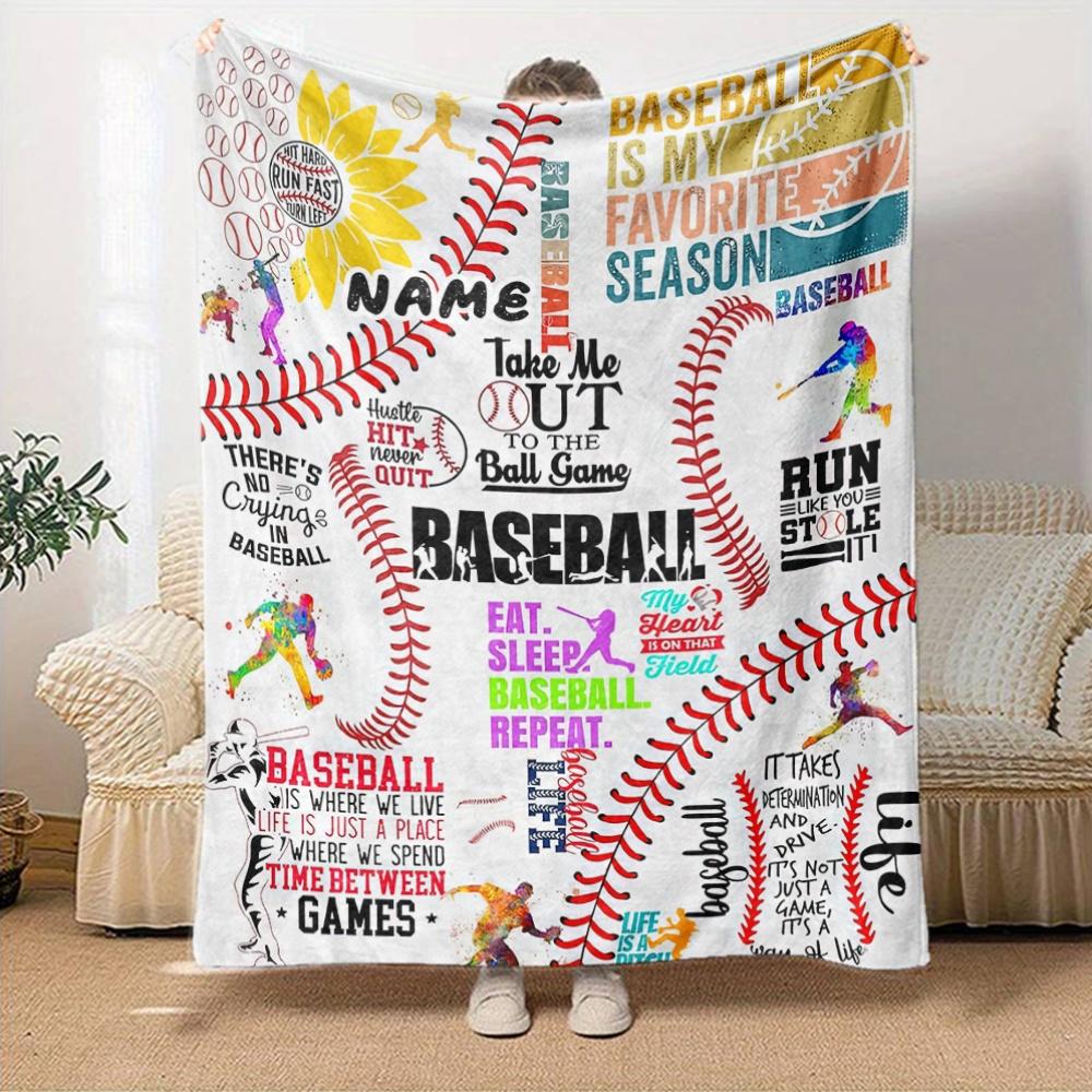 Baseball Passion Quotes And Designs For Lovers Of The Game Multipurpose Blanket Customize Your Name Durable Comfort Versatile For Sofa Couch Office