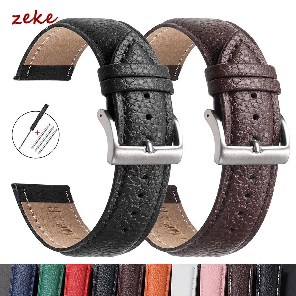 18mm 19mm 20mm 22mm Cinturino per Orologio da Polso in Vera Pelle Cinturini per Orologio in Pelle di Vitello Nero Blu Marrone Cinturino con Grana Litchi Accessori per Orologi