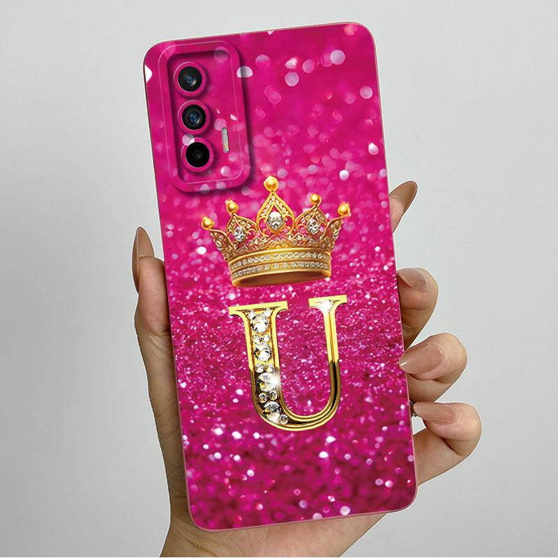 For Realme GT Neo Flash / Neo 2T / Q3 Pro 5G Fashion Initial Letter Couple Phone Case Soft Silicone TPU Lens Protective Casing