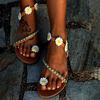 Independent station popular sandals summer new flower flat bottom women sandals cover toe foreign trade large size women's shoes wish