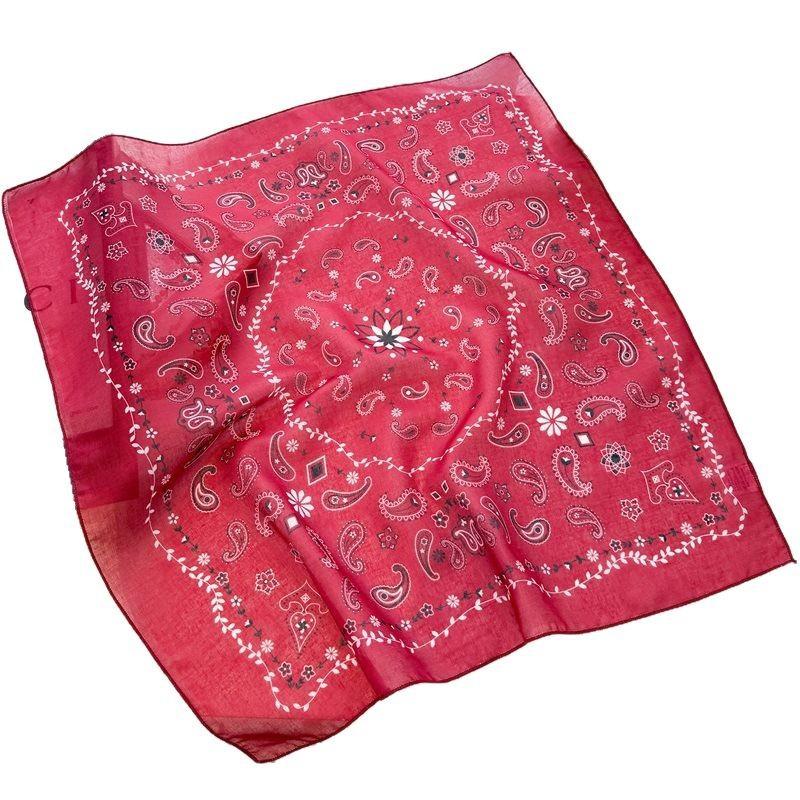 Cotton Linen Small Square Scarf With Simple Breathable Cashew Print Women's Decoration Professional Summer Versatile