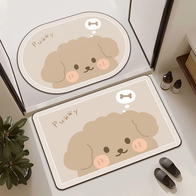 

Crystal Velvet Floor Mat Household Water-absorbing Cartoon Cute Floor Pad Bathroom Dirt-resistant and Anti-slip Quick-drying Mat 40x60cm