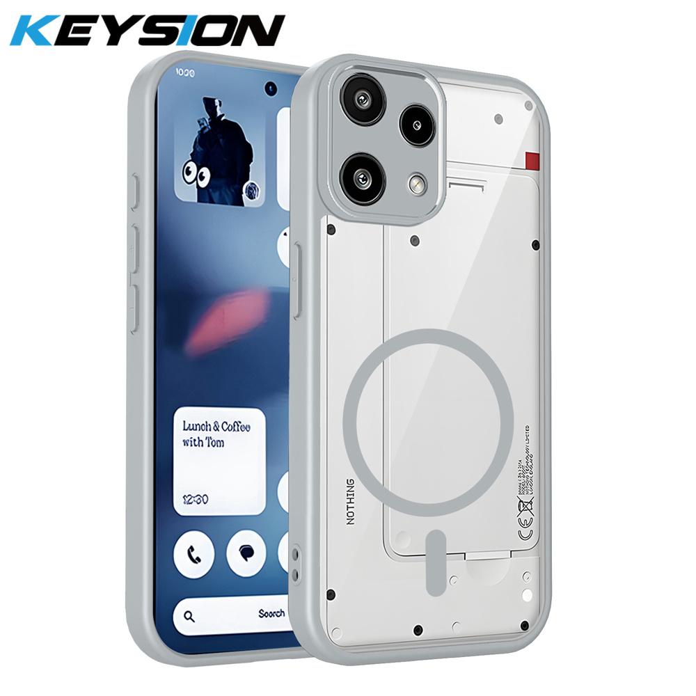 

KEYSION Transparent Magnetic Phone Case for Nothing Phone 3A Lite Silicone+PC HD Clear Shockproof Back Cover for Nothing 3A Lite for Nothing 3A Lite сірий