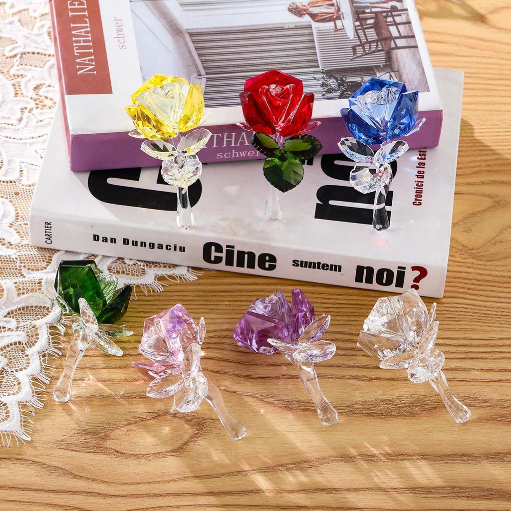 Crystal Glass Rose Ornament - Home Decor & Creative Gift