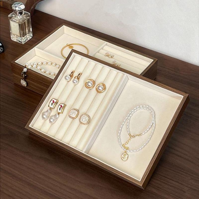 Eco Friendly Walnut Wood Grain Jewelry Tray Multifunctional Organizer Storage Solution for Living Room Bedroom Vanity