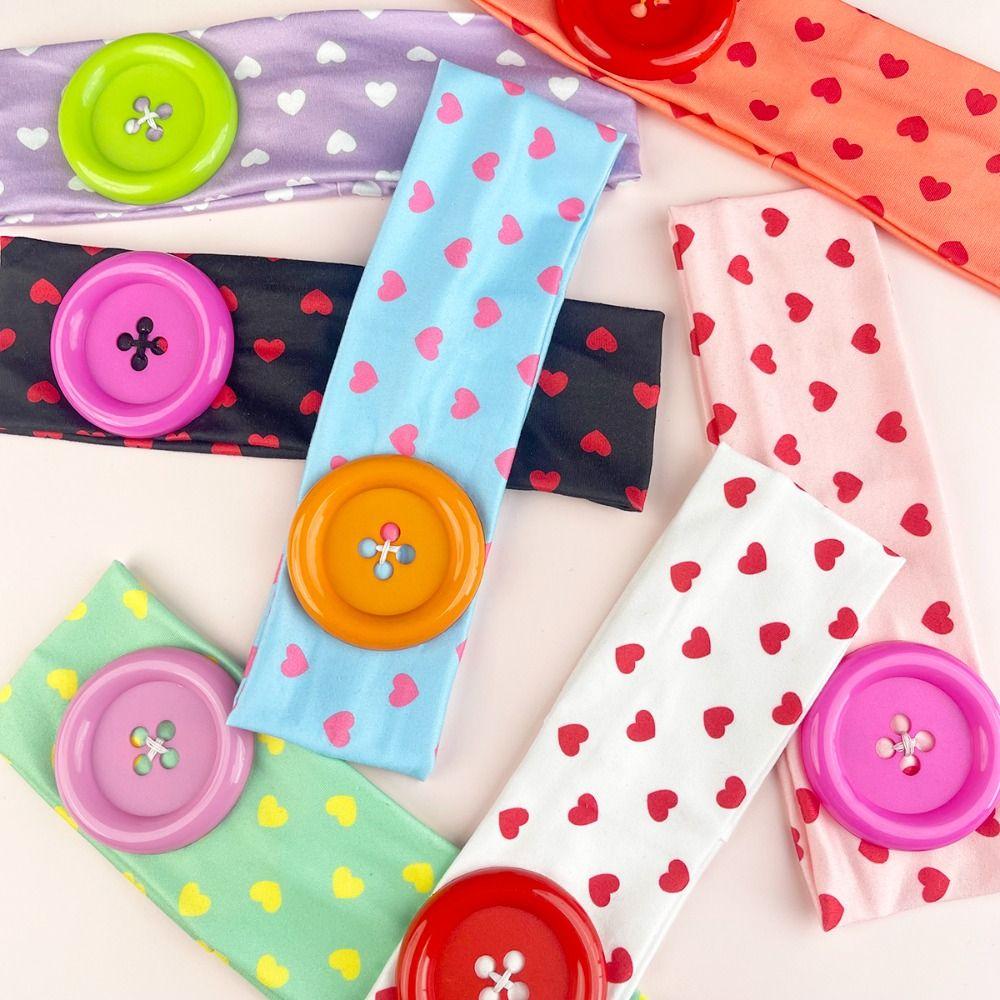 Colorful Button Hairband Large Button Retro Headband High Quality Elastic Hairband