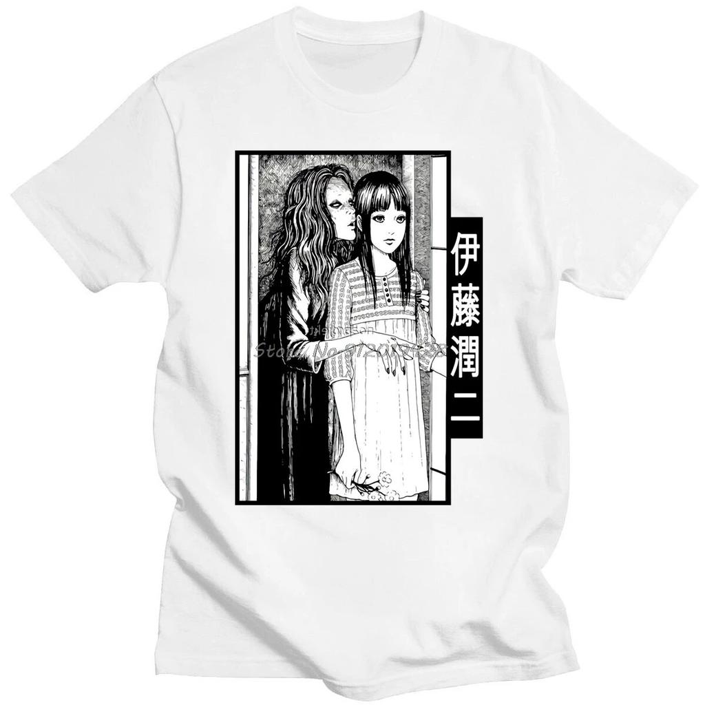 Japanese Anime Junji Ito Short Sleeve T-shirt Harajuku Unisex/women Casual Tshirt Unisex Creativity Style T Shirt Cotton Oversize