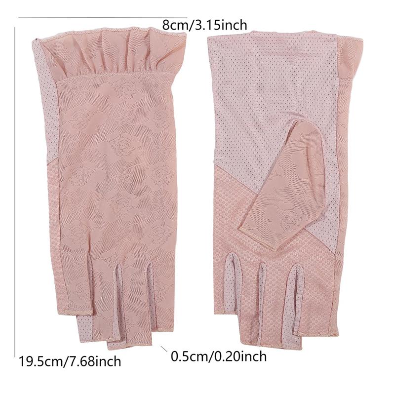 Lace Mitten Half Finger Gloves Summer Breathable Sunscreen Anti-Uv Cycling Drive Non-Slip Thin Gloves