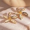 European and American dripping polka dots flower petals silver needles retro niche personality Internet celebrity earrings female