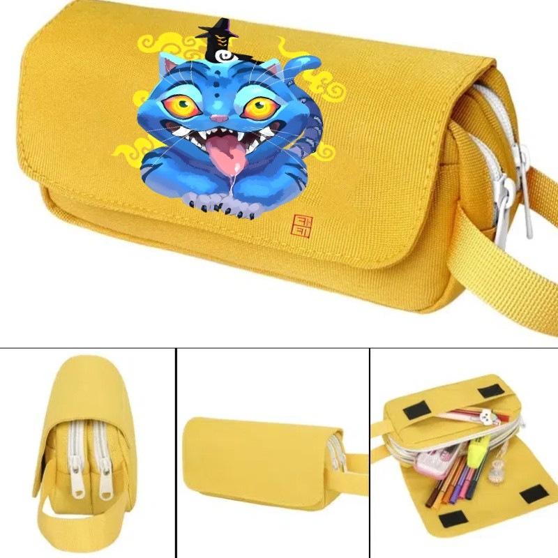 Witch Hunters Cartoon Printing Large Capacity Double-layer Handheld Pencil Bag Primary and Secondary School Stationery Bag