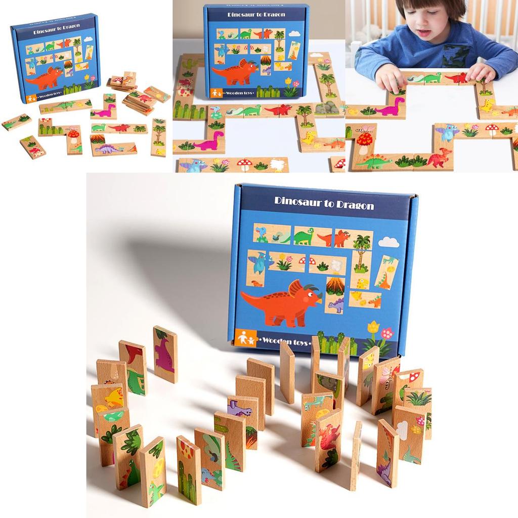 Wooden Dinosaur Connect Game For Kids Educational Toy Puzzle For Brain Development