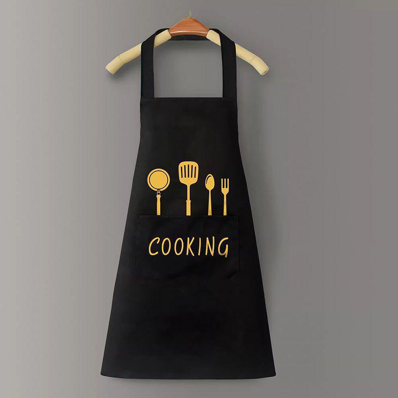 Waterproof Oil-Proof Women's Cooking Apron with Hand Wipe Design - Knife and Fork Style, New Model for Adult Home Kitchen and Wedding.