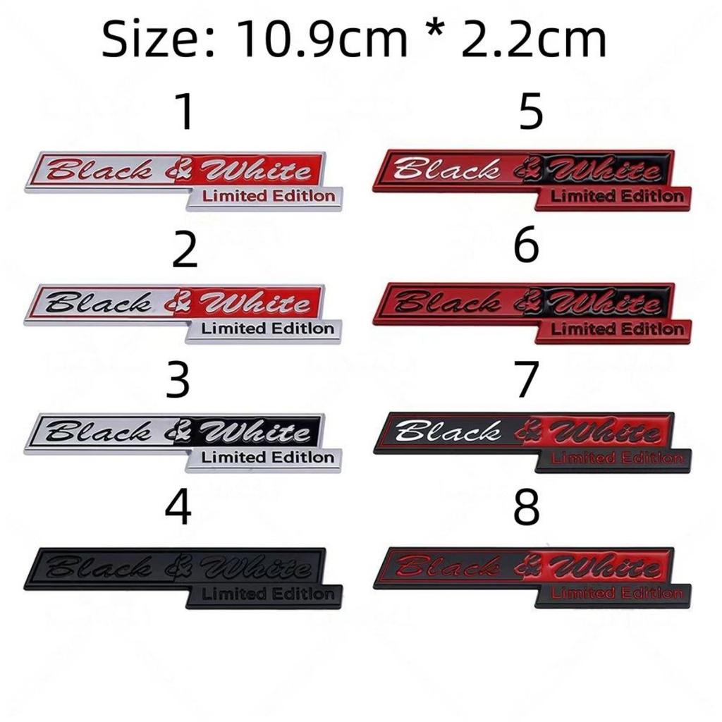 3D Metall Limited Edition Schwarz&Weiß Logo Abzeichen Aufkleber Seitenkotflügel Kofferraum Heck Emblem Aufkleber