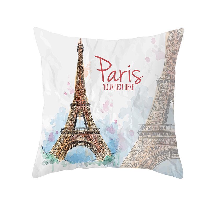 Notre Dame Cathedral French Landscape Pillow Cover European Print Cushion Waist Pillow Cover