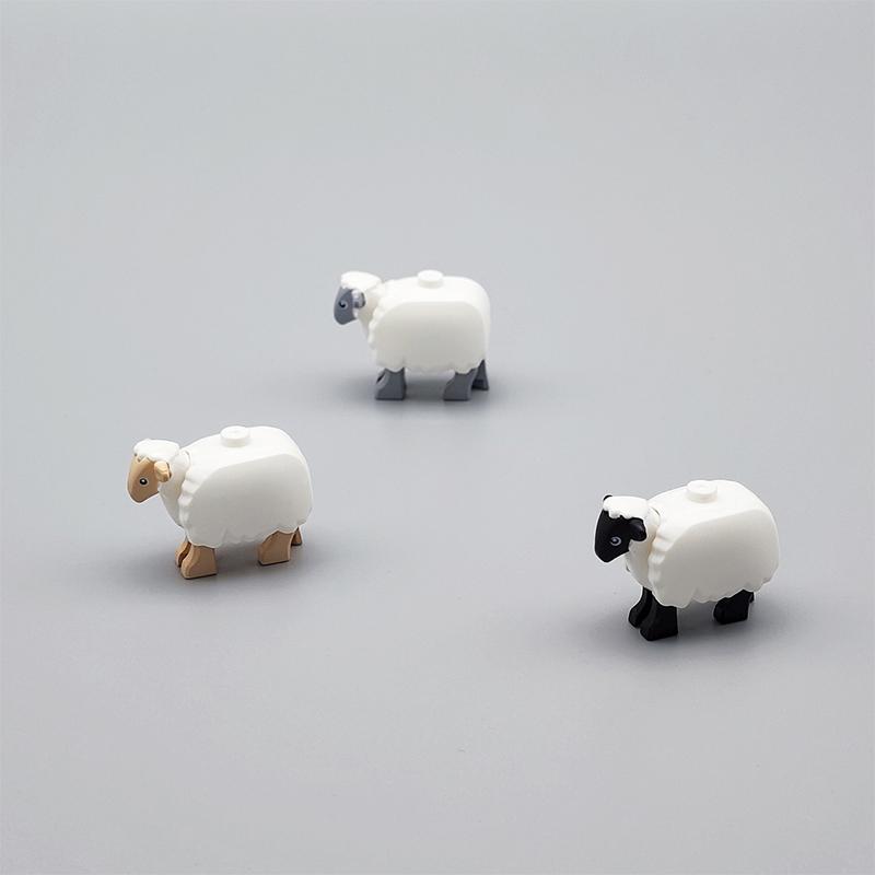 3PCS Animal Building Block Sheep DIY Assembly Small Particle Accessories Compatible with Major Brands