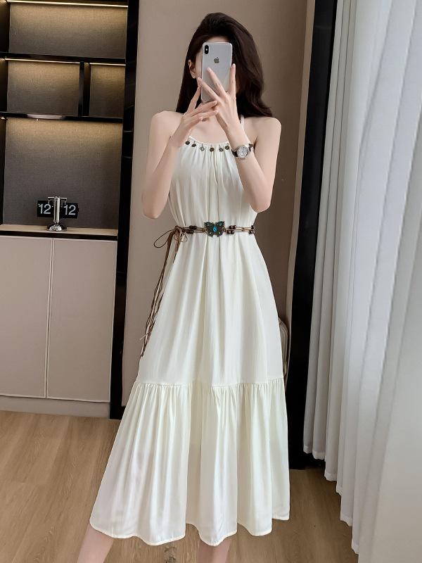 Lace-Up Backless Salt-Based Design Long Dress - Sweet Two-Piece Set for Women