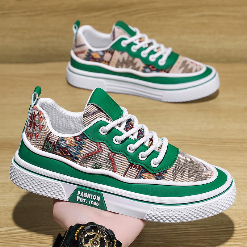 Mens Canvas Shoes Slip on Flat Outdoor Men Sneakers Lightweight Driving Loafers Breathable Male Casual Canvas Shoes Green Khaki