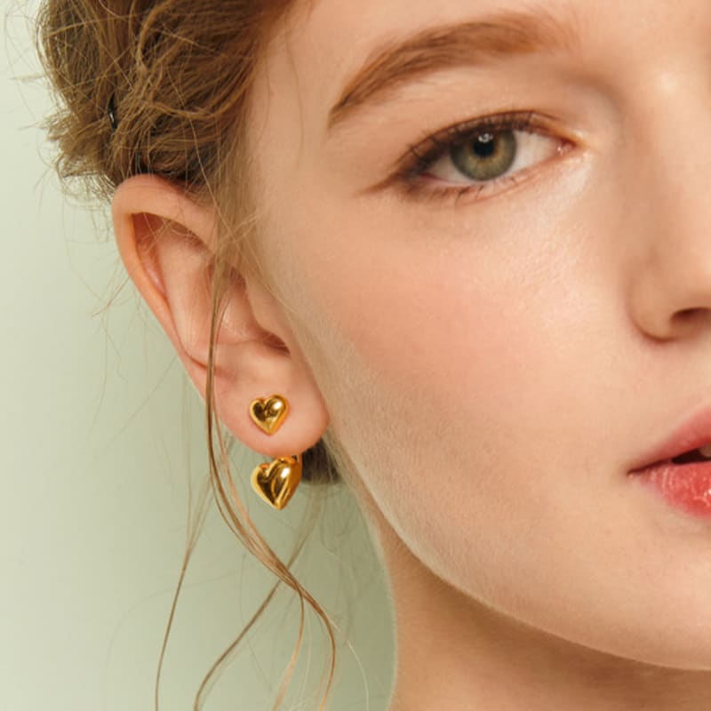 Murmur [925silver]Double Heart Earjacket Earring