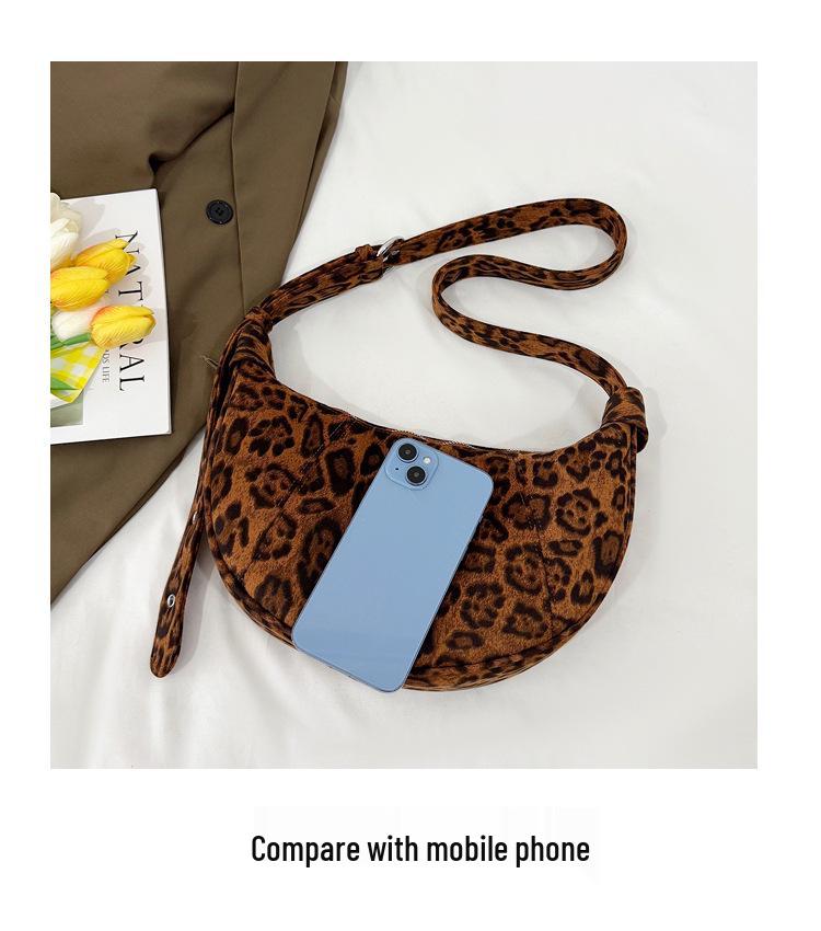 Leopard Print Retro One-Shoulder Crossbody Bag - Stylish and Versatile Korean Style Handbag for Commute and Travel