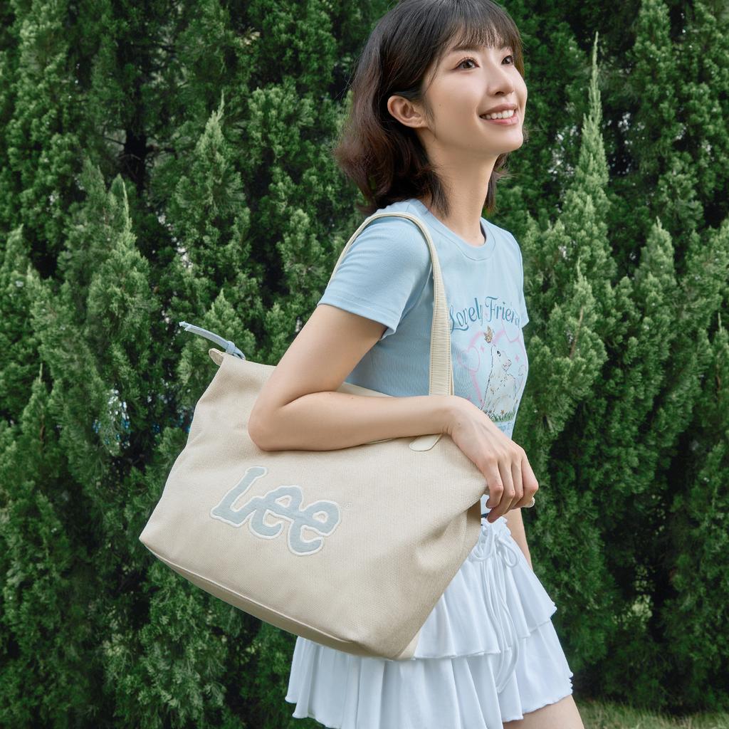 New Lee Fabric Shoulder Bag Tote Women's Haze Blue/Beige LE250614M