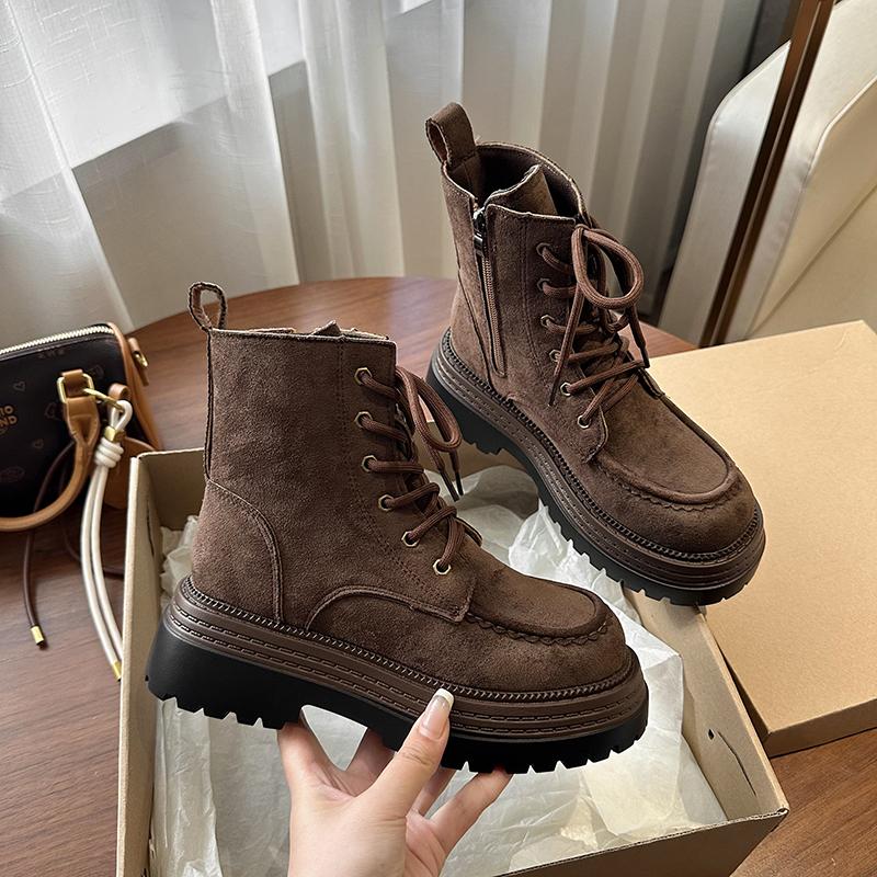 Fashion Work Boots Men's Autumn and Winter Genuine Leather High Top Board Shoes Men Casual Suede Leather Mens Boots Retro Frosted Botas