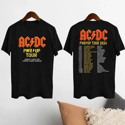 2024 AC-DC Banda 51 Anos Rara Vintage Camiseta Aqueles Sobre Para Rock Casual Letras Manga Curta Top Unissex CAMISETA DE ALGODÃO TOUR PWRUP