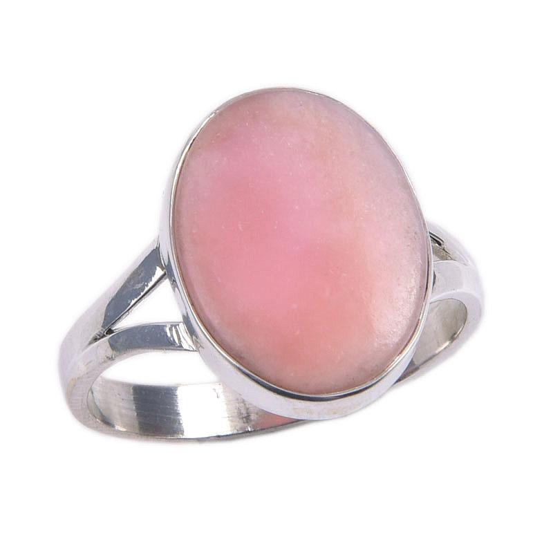 Natural Pink Opal Gemstone 925 Solid Sterling Silver Jewelry Ring Size 9 W6j93