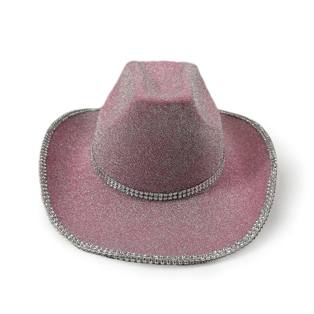 Halloween Sparkly Diamond Cowboy Hat With Sewn Edges For Festive Events Costume