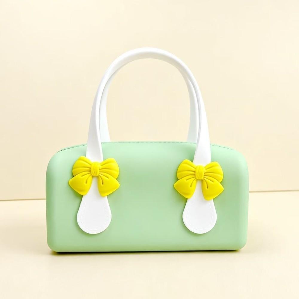 Durable Silicone Handbag Washable Toiletry Organizer Tote Underarm Purse Bow Mini Tote  Sweet Girls