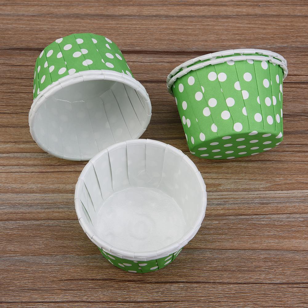 100PCS Mini Cupcake Liners Paper Round Cake Baking Cups Muffin Cases Wedding Home Green