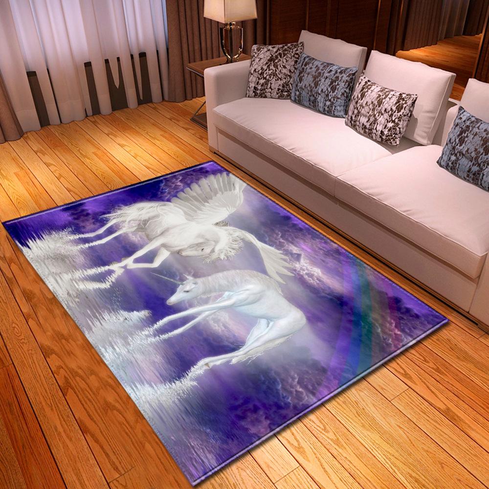 Kwiatowy Jednorożec Dywanik do Salonu Tęczowy Dywan do Sypialni Wystrój Paloru Magiczny Jednorożec Dziewczynki Dzieci Dywanik do Zabawy Maty Łazienkowe