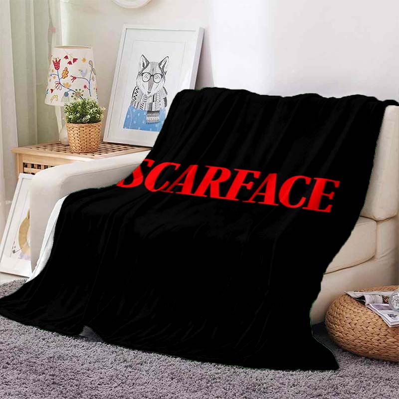 Scarface Classic Movie Print Flannel Blanket Soft Warm Throw For Sofa Bedroom Game Room Living Room Home Bedding Decor Gift