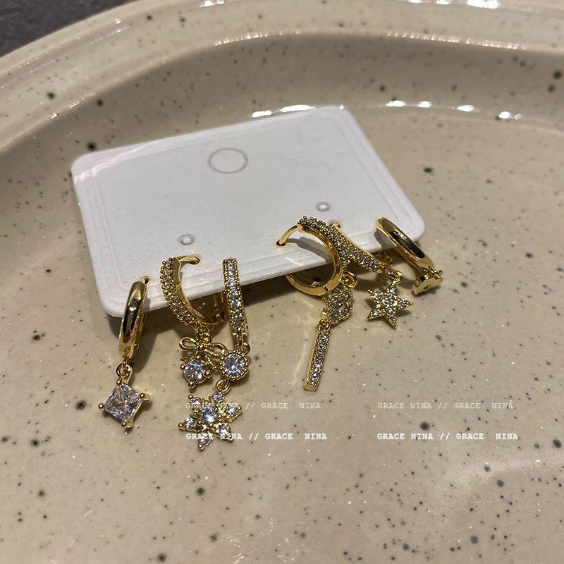 

Xinghe Diamond Set Small and Versatile Women Ear Clip Pendant ear buckle six-piece set