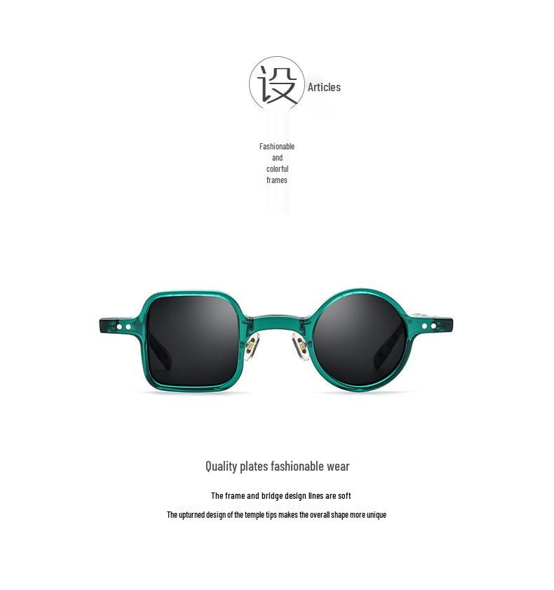 Unisex Retro Acetaat Gepolariseerde Zonnebril - Vierkant Links/Rond Rechts Ontwerp, Ideaal voor Rijden
