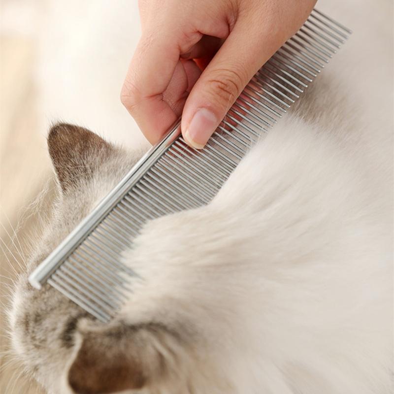 NEW Pet Dematting Comb Stainless Steel Pet Grooming Comb for Dogs and Cats Gently Removes Loose Undercoat Flea Tangles Knots