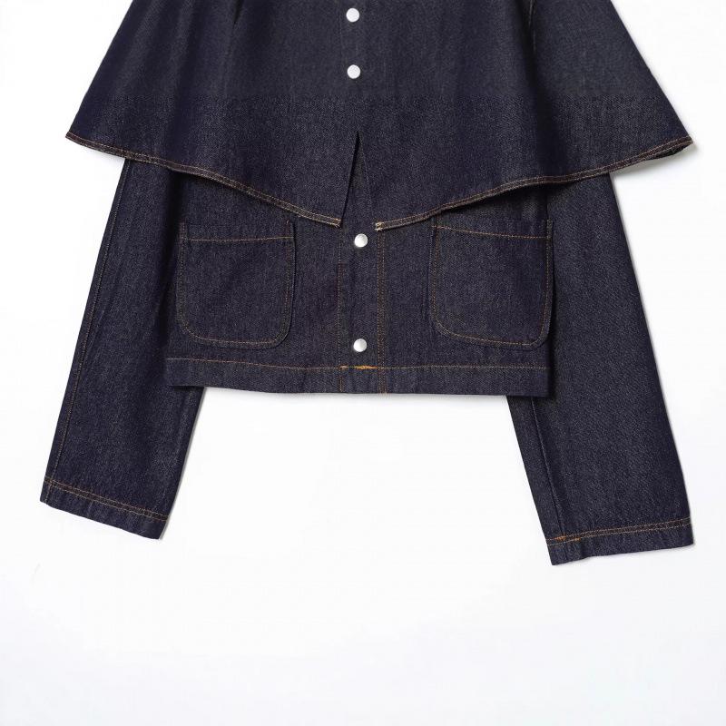Top a Mantella in Denim Casual Moda Donna Europeo-Americana