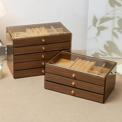 Luxe Chinese Walnoothouten Sieradendoos met Drie Lagen voor Armbanden, Kettingen, Oorbellen, Ringen en Armbanden